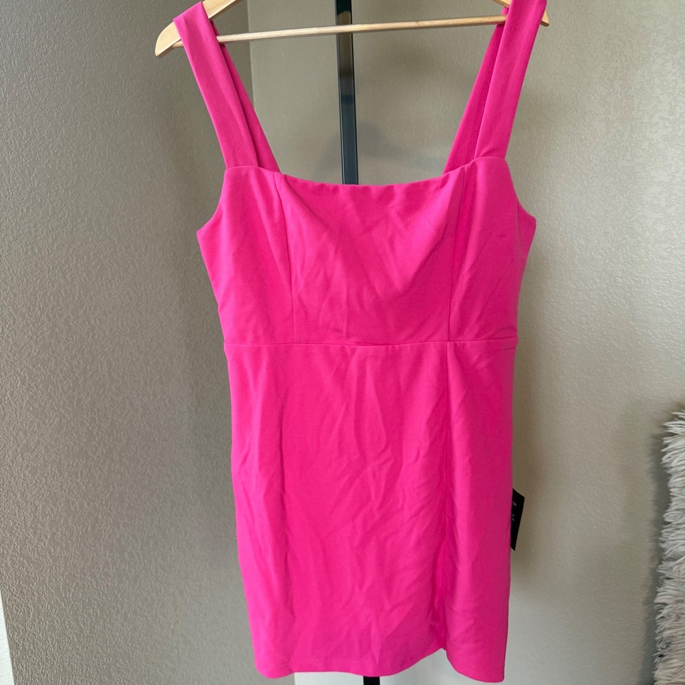 Lulus Hot Pink Bodycon Dress Sleeveless Mini Party Cocktail Dress Size L